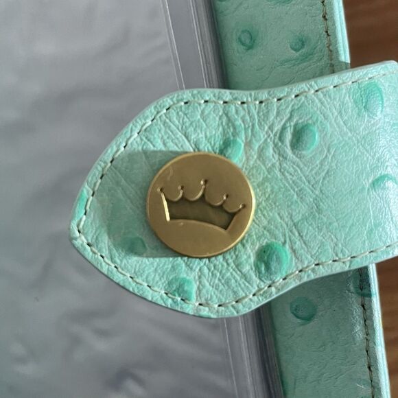 Elaine Turner Turquoise Ostrich Embossed Card Holder Organizer Wallet Booklet - Picture 11 of 13